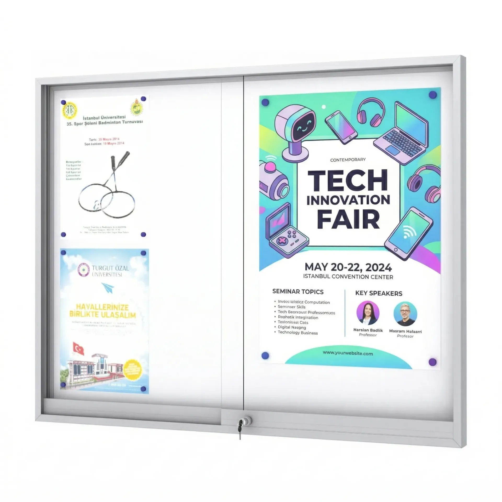 Midi Sliding Door Notice Cabinet "Magnetic Surface"